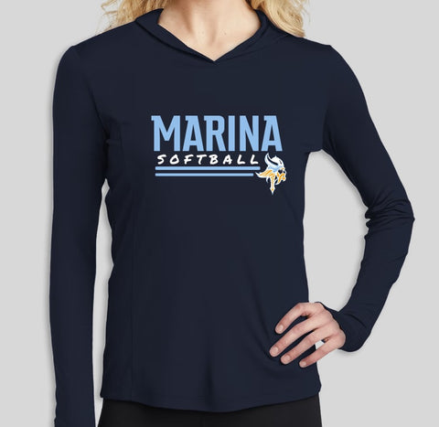 Marina Vikings Softball Ladies Hooded Long Sleeve Performance Shirt