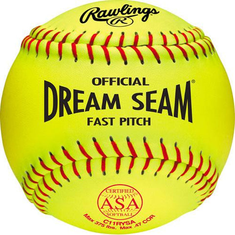 Rawlings 11" ASA Official Dream Seam Fastpitch Softball (Dozen)